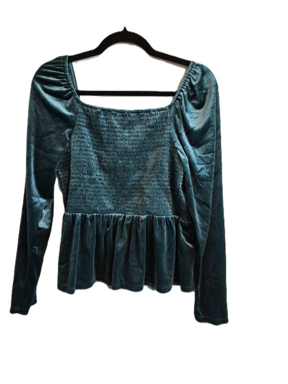 Emerald Green Fairy Smocked Peplum Florentine Blouse Large